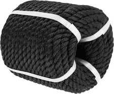 1/2 Inch x 98 Ft Black Polyester Rope 3 Strand Braided Rope Weather Resistant...