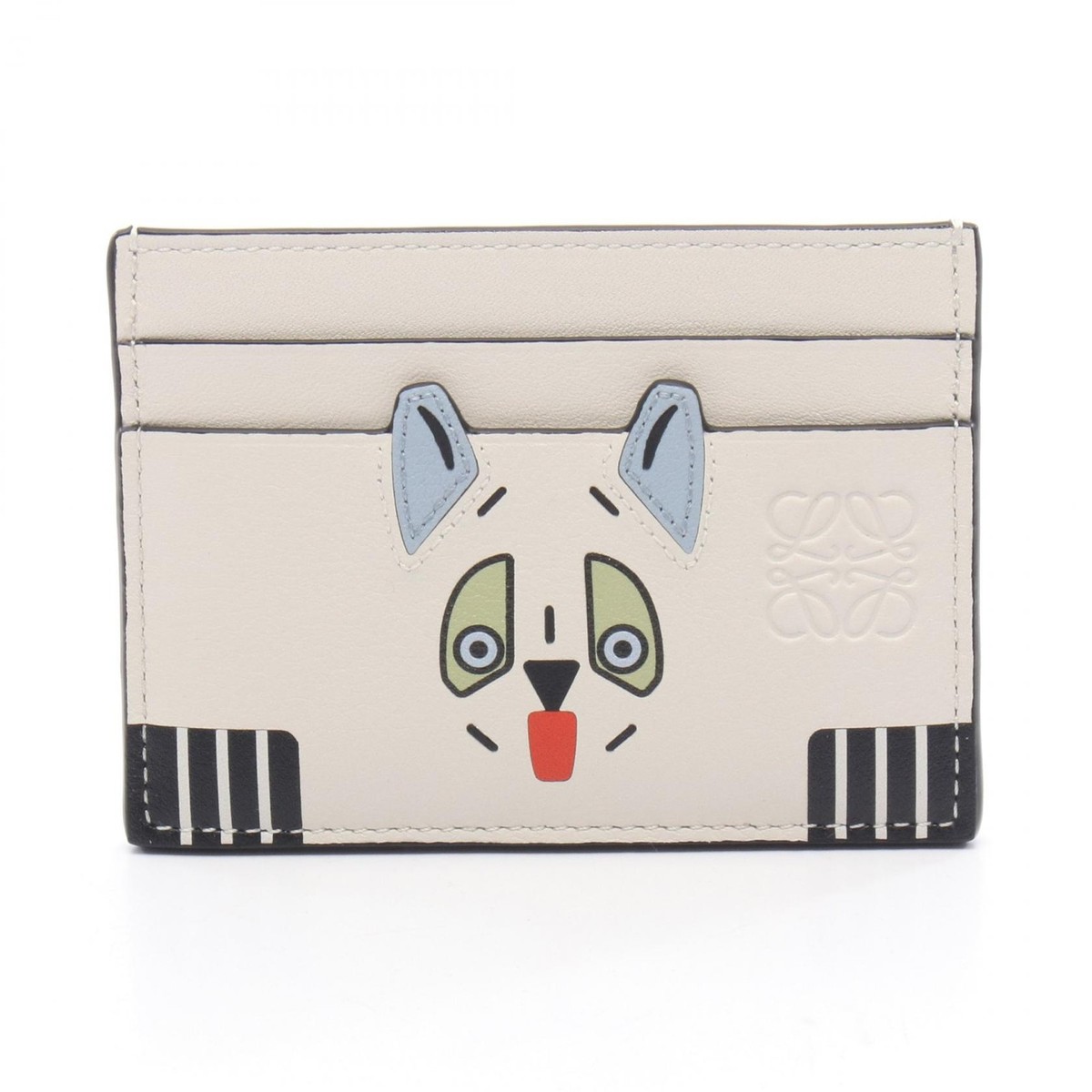 LOEWE Futurist Cat Card Case C643322X54 leather White Multicolor