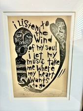 Block Print Kreg Yingst Signed Numbered 72/250 “The Wind” Cat Stevens Framed