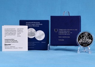 Schweiz 20 Franken 2019 Dampfschiff Blümlisalp Silber PP/Proof mit OVP