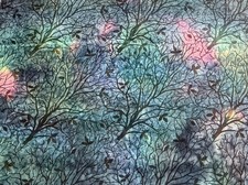 2 Yards Multi Colored Cotton Batik Fabric Trees Leaves