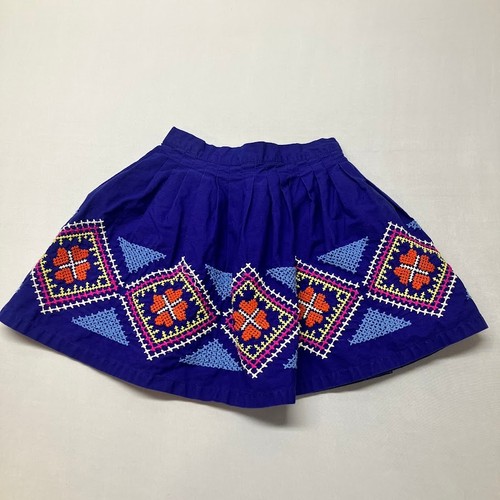 Mini Boden Embroidered Folk Skirt Girls Size 4-5 Blue 100% Cotton - Picture 11 of 11