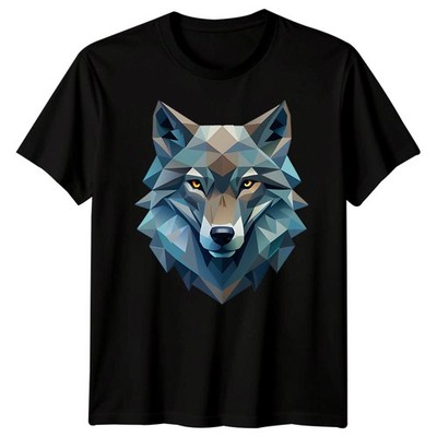 Wolf Geometrisch Wölfe Tiere Herren T-Shirt Polygonal Design
