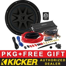 KICKER 600W CVX102 10" CAR AUDIO SUB PACKAGE CLASS D MONO AMPLIFIER 8AWG KIT
