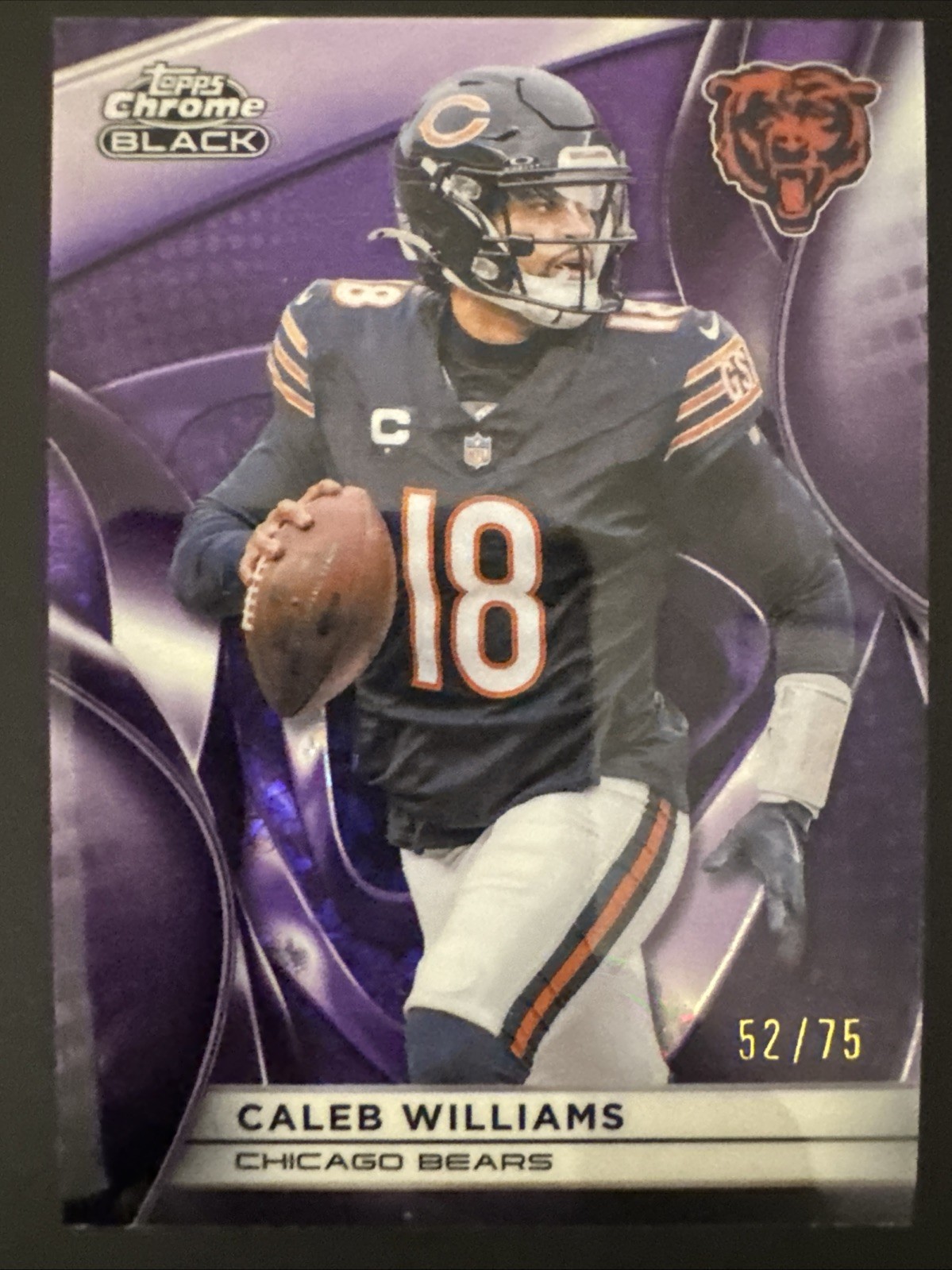 Caleb Williams 2025 Topps Chrome Black #20 Purple 29/75