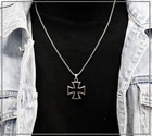 IRON CROSS Necklace - 1" Silver Steel Pendant - 24" Stainless Chain