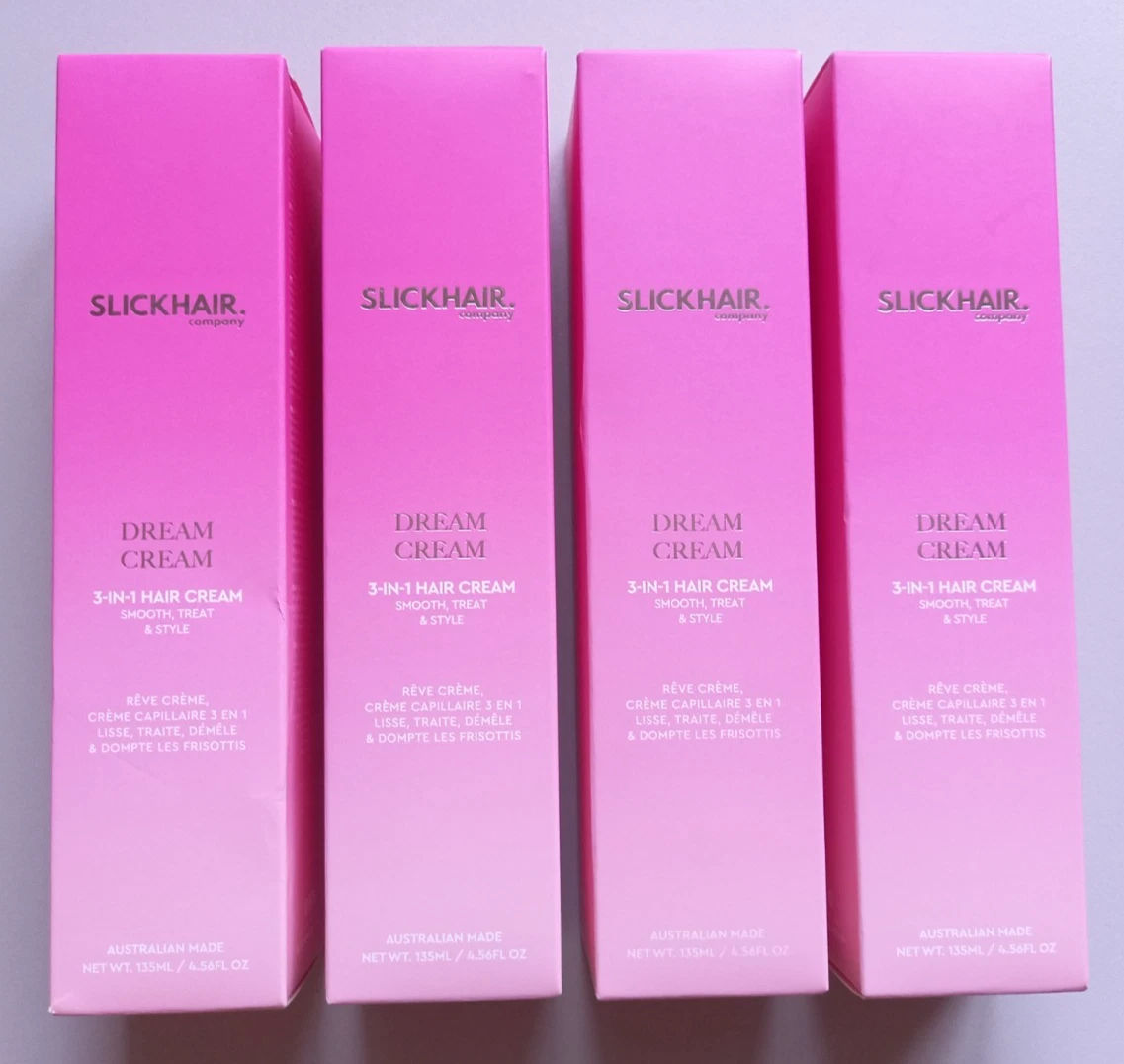 4 x SlickHair Dream Cream 3-in-1 Hair Treatment. Shine, Anti-Frizz (4 x 135ml)