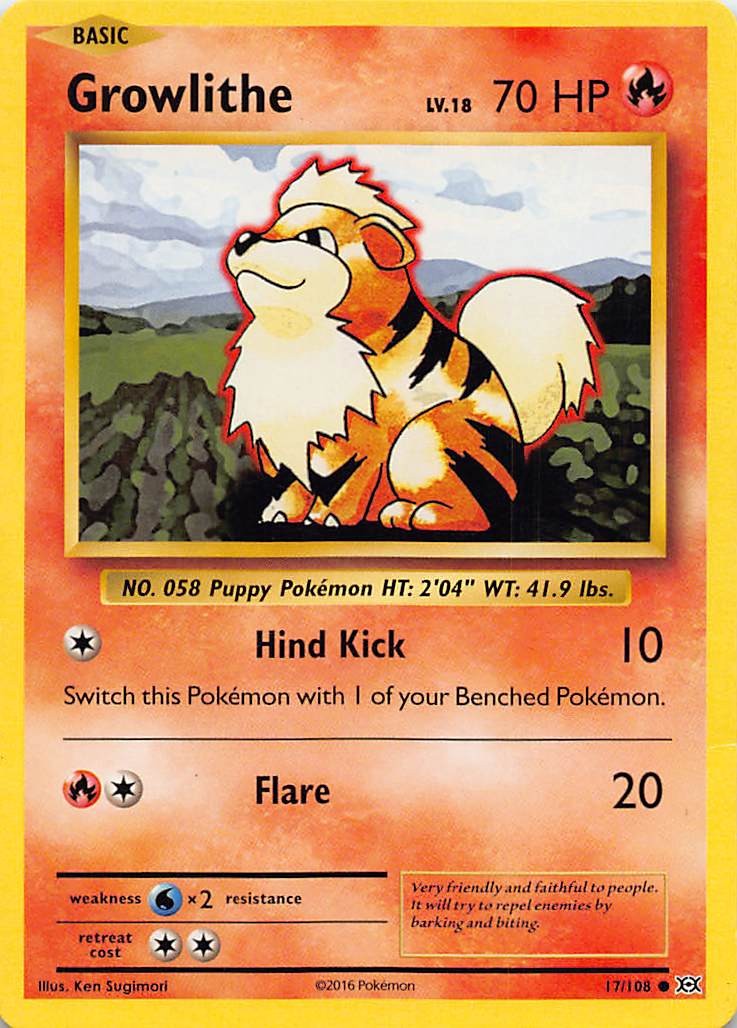 GROWLITHE 17/108 C EVOLUTIONS POKEMON HP