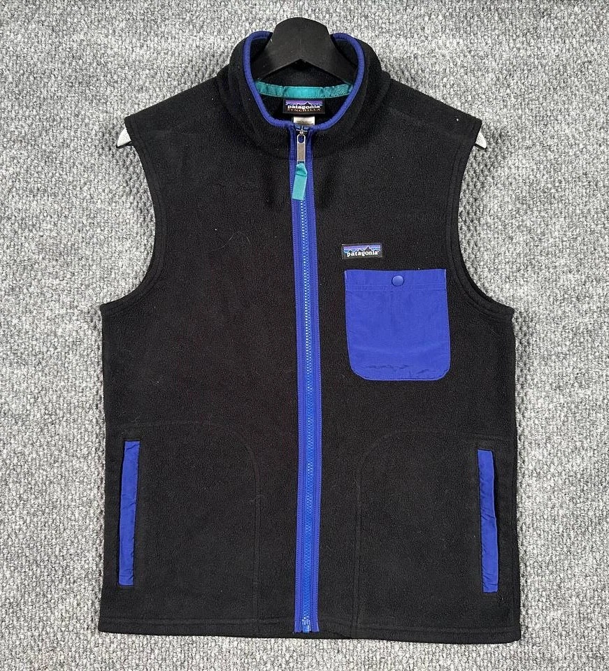 Patagonia Men's Synchilla Fleece Vest Black Blue Size S Outdoor Activewear