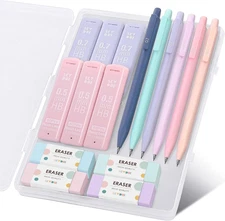 Cute Mechanical Pencils Set, 0.5Mm & 0.7Mm Mechanical Pencils, 360PCS HB Lead Re
