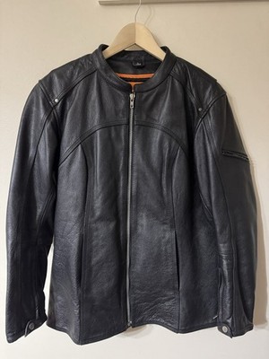 First Classics Black Leather Cafe Racing Biker Motorcycle Coat Jacket  L NWOT