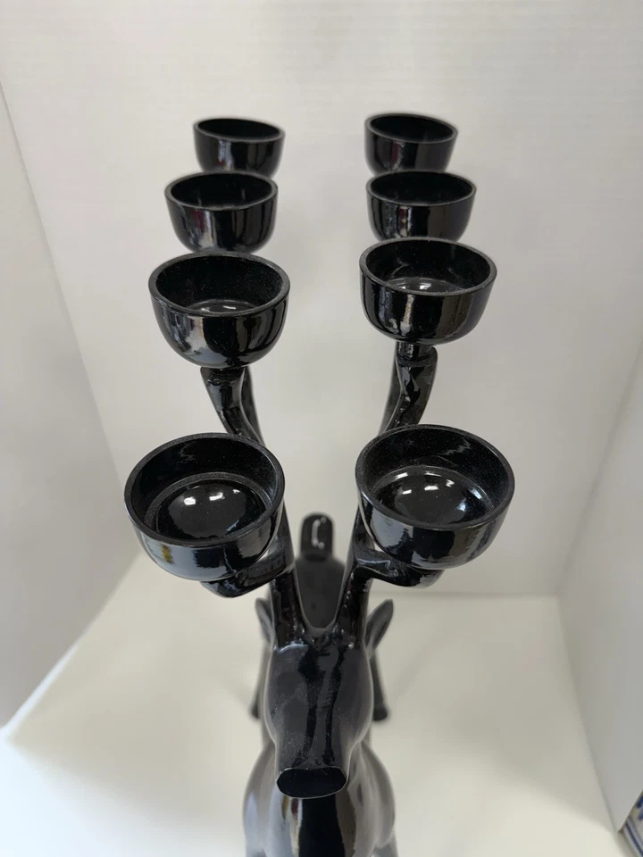 Candelabro de reno de metal negro 20" de alto decoración de Navidad Foto 3 de 4