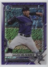 2021 Bowman Chrome Prospects Purple Shimmer Refractor /250 Helcris Olivarez 11kh