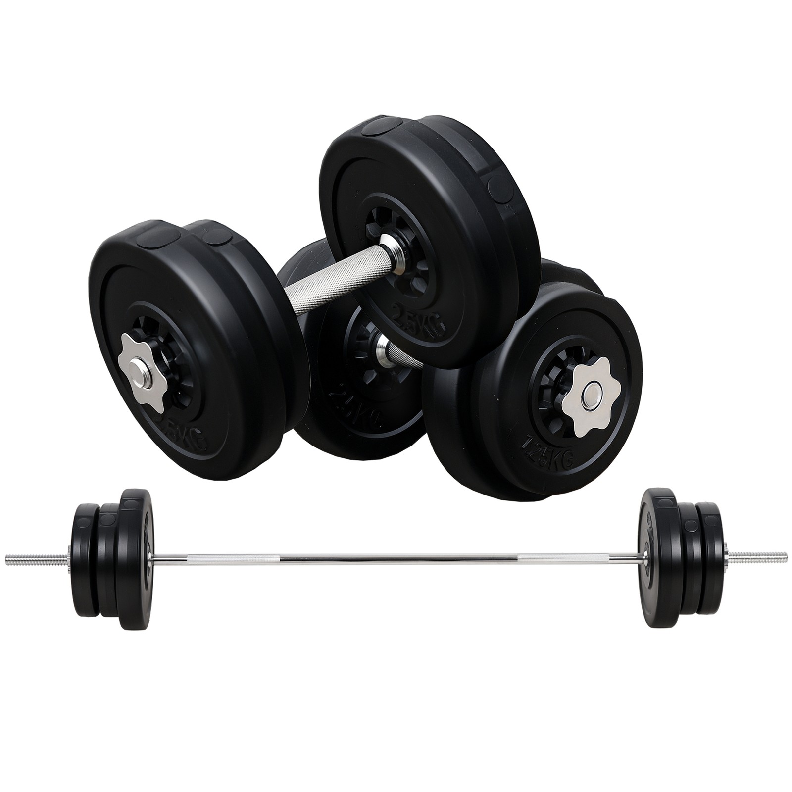 Set bilanciere e dischi da 65kg con 2 manubri