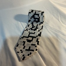 Eagle Wings Crossword Religious Neck Tie Men  s White n Black 100 Silk God Faith
