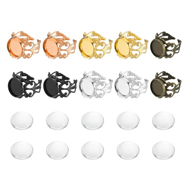 10 StüCk Ringrohling 12Mm Basis + 10 Cabochon (Grau)-image
