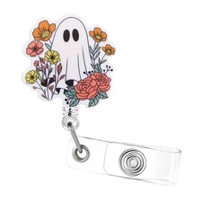 Halloween Badge Reel,Cute Flower Ghost Retractable Badge Holders, Funny Nurse...