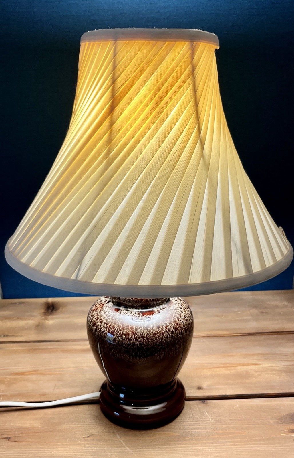 Vintage Brown Drip Glaze Ceramic Table Lamp Base Retro Fat Lava Style 26cm image 2