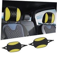 2PCS Car Headrest Cover, Soft Breathable Leather Cars Front Seat Head Yellow