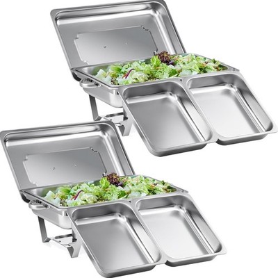 Chafing Dish Edelstahl Buffet Set Speisenwärmer 2x 9L für Catering Party