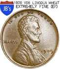 1909 (P) VDB Lincoln Wheat Cent Penny 1c - EXTREMELY FINE (EF)