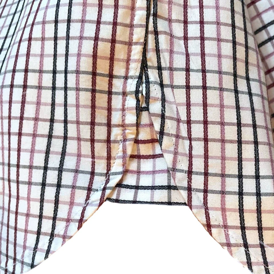 Ike Behar Men’s Purple White Cotton Plaid Shirt Long Sleeve Size 18x37 - Image 3 of 4