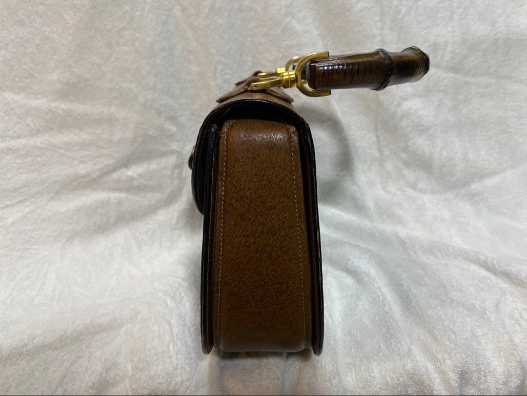 GUCCI Bamboo Top Handle Bag Brown Leather Turn Lock Vintage Authentic From Japan thumbnail 3