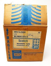Vintage, 12 Sealed Scotch Reel to Reel Tapes, 1/4 in. X 1200 ft, in Original Box
