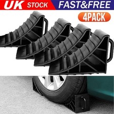 4Pcs Heavy Duty Solid Rubber Wheel Chocks Tire Stoppers For Truck RV Trailer Car
