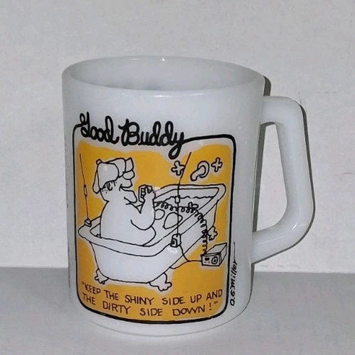 Vintage 1976 Good Buddy CB Truck Driver Bathtub Federal Milk Glass Coffee Mug