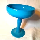 Vintage 50's Cambridge Glass Azurite Blue Milk Glass Compote Bowl Dish 7"x6" USA