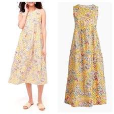 J. Crew Factory Yellow Multicolor Floral Sleeveless Cotton Dress