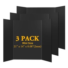 3PCS Small Trifold Poster Board, 21 x 14 Inches Black Corrugated Cardboards M...