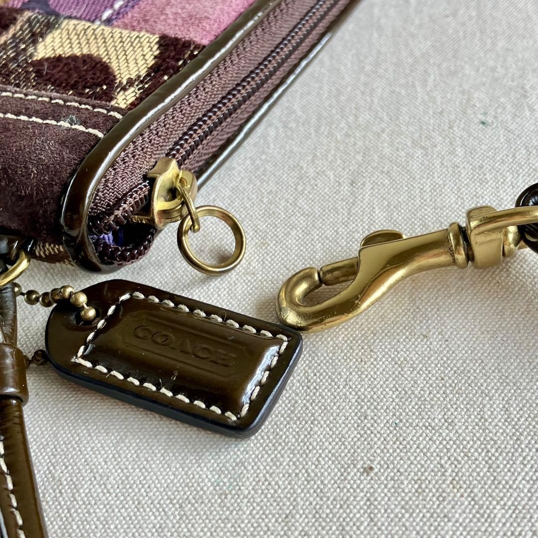 COACH Y2K Wristlet Suede Patchwork Canvas Leather… - image 5