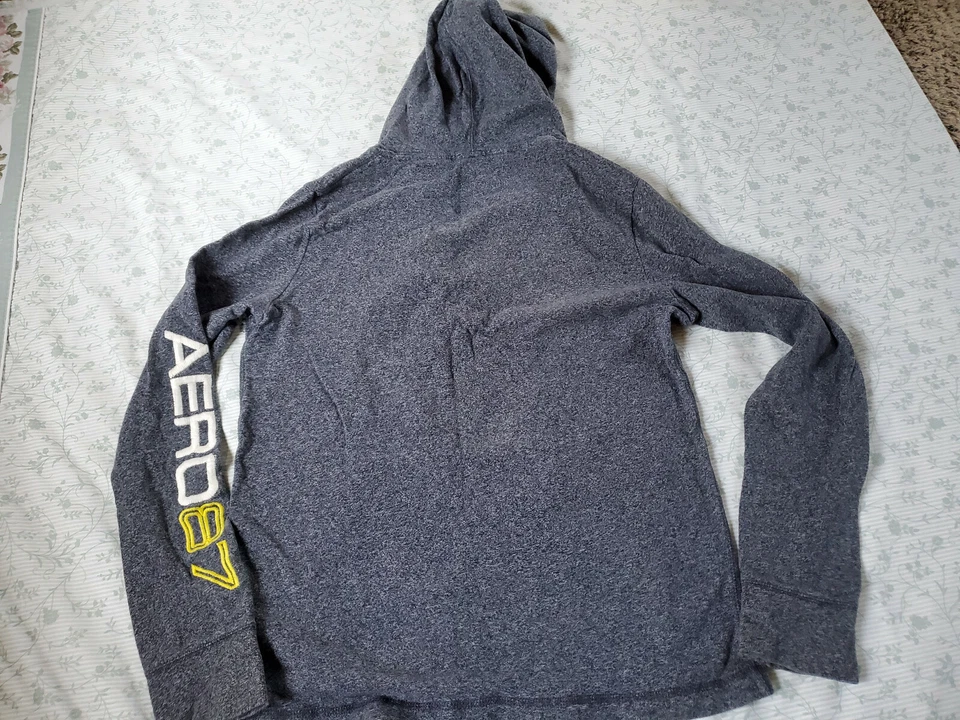 Aeropostale Aero 87 Big Boy Pullover Sudadera con Capucha 4 Botones Gris Talla Mediana M Foto 2 de 4