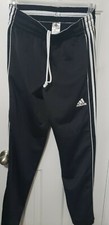 Men's Adidas Essentials Warm-Up Track Pants Open Hem 3-Stripes Black/White Sz M