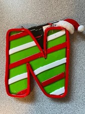 Initial Letter  N  Santa Resin Christmas Ornament 4  x 3.0  x .5  NEW Holiday