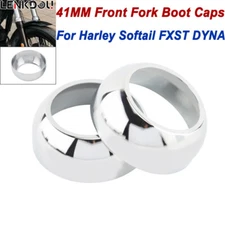 Chrome Front Fork Boot Cap Covers 41mm For Harley Softail FXST FXSTB FXSTC FXDWG