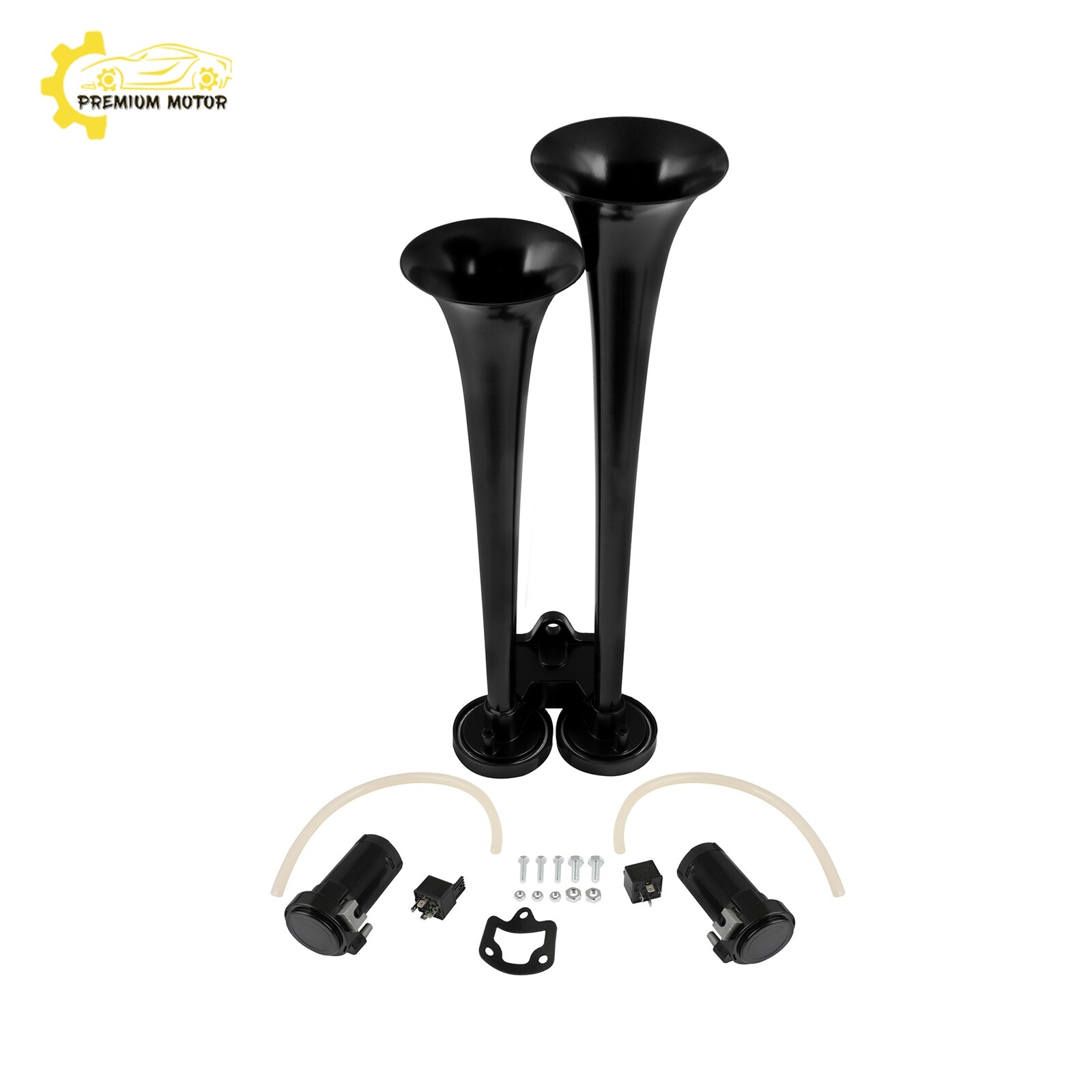 148DB 12V For Truck Boat Dual Trumpet Air Train Horn Dual Compressors Kit