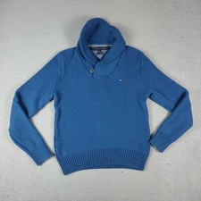 Tommy Hilfiger Sweater Kids Medium Blue Shawl Collar Pullover Sweatshirt