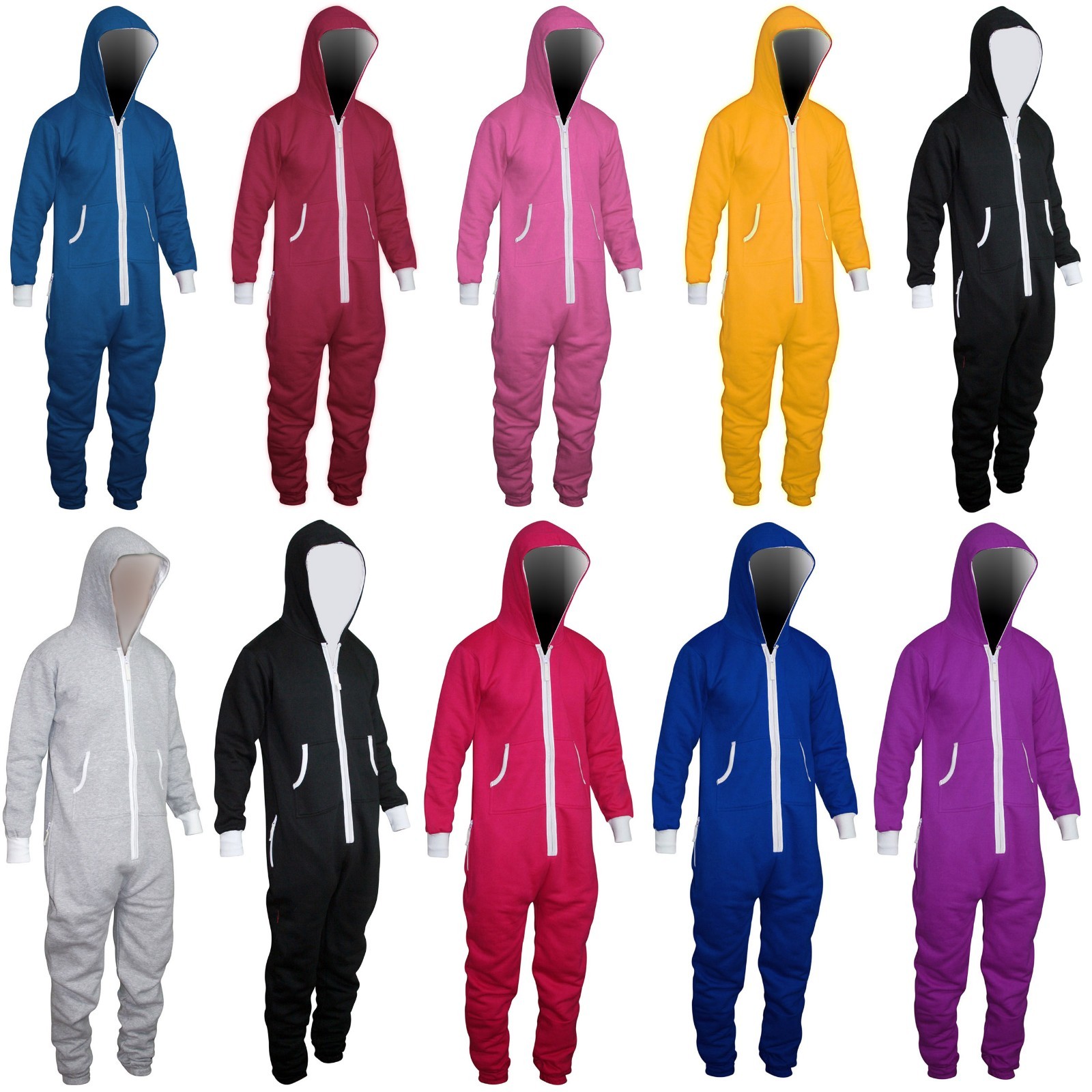 Mens Jumpsuit Non Footed Pajama Unisex OnePiece Playsuit Adult Onesie0 With Hood-image