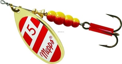 Mepps Aglia In-Line Spinner 1/2Oz Plain Treble Hook Gold/Red/White Blade B5 G/RW
