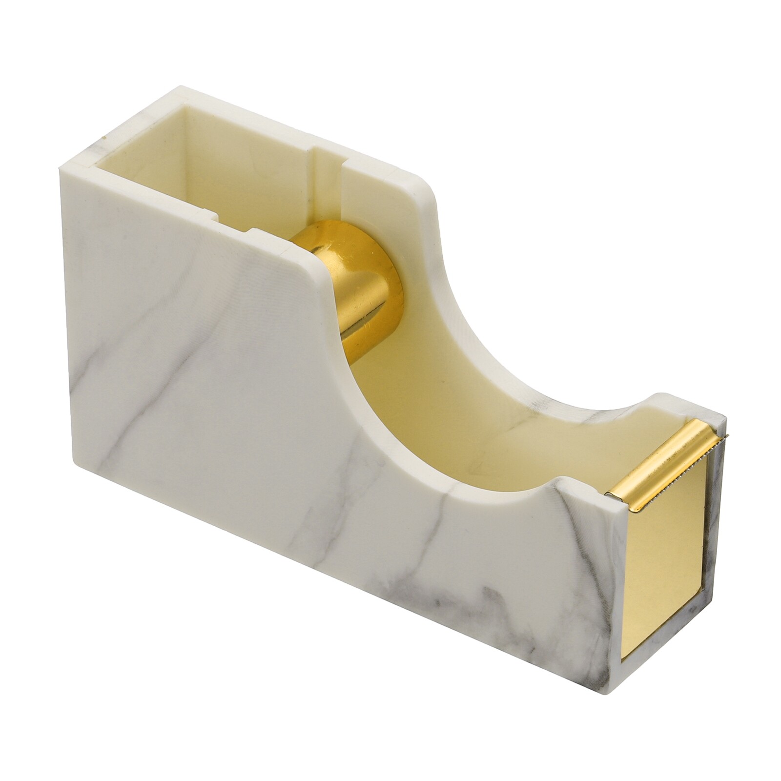 Desktop Tape Dispenser Acrylic Roll Tapes Cutter Marble Pattern Golden-image