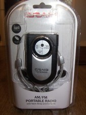 NEW Craig Mini AM/FM Portable Personal Pocket Radio w/Neck Strap  Earbuds BLACK