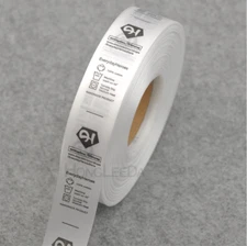 1000pcs/roll Custom white/black garment washing care label satin size tags LB024