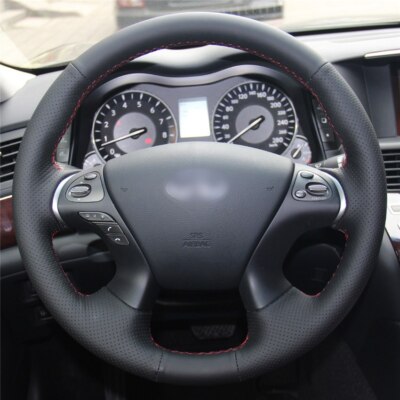 For Infiniti M56 Steering Wheel Cover Wrap Alcantera Suede Leather Carbon J