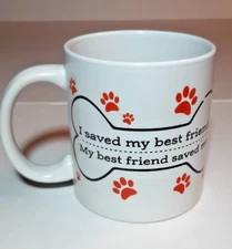 Ceramic Coffee Mug 15oz Dog Rescue Dog Bone Dog Paws Pet