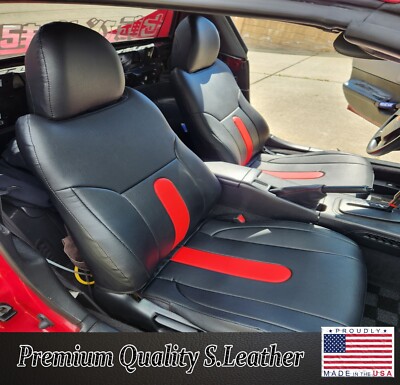 for HONDA DEL SOL 1993-1997 IGGEE CUSTOM MADE FIT 2 FRONT SEAT COVERS BLACK/RED