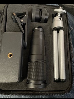 iPhone & Samsung 22x Telephoto + Fisheye + Macro + Wide angle Lens kit + Tripod