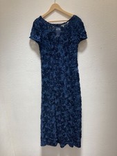 ALEX EVENINGS Navy Rosette Gown Sequin Detail Illusion Sleeves 10 M